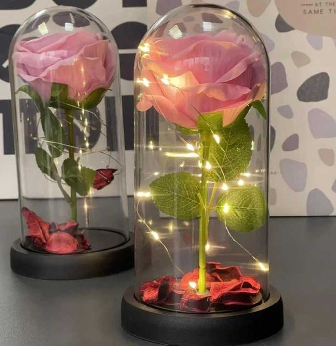 Вічна троянда в колбі з LED-підсвіткою Нічник Світильник Ночник Роза