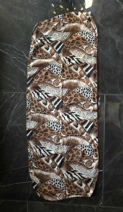 Apaszka chusta chustka szal cętki animal print 128x48 cm stan DB