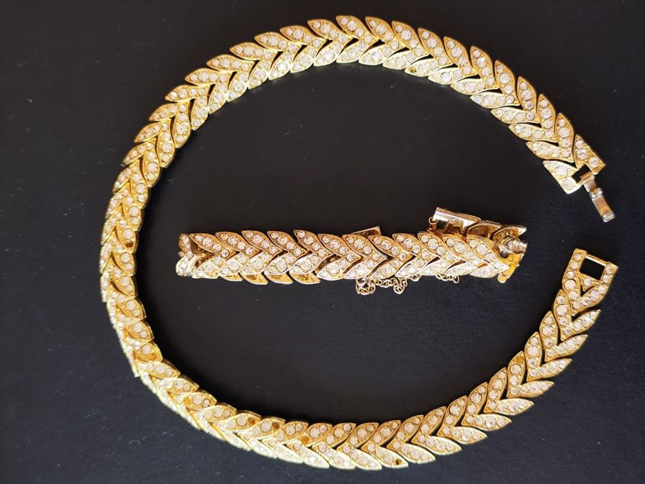 Colar+Pulseira vintage SWAROWSKY c/banho de Ouro 24k
