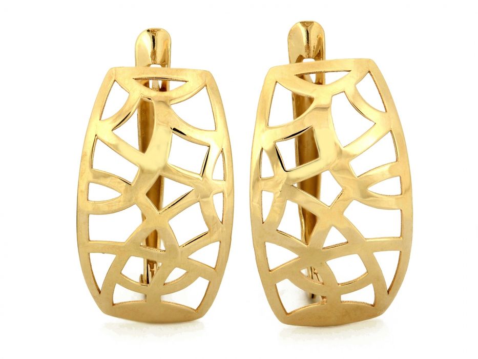 Złote kolczyki nowoczesne ażurowe PR 585