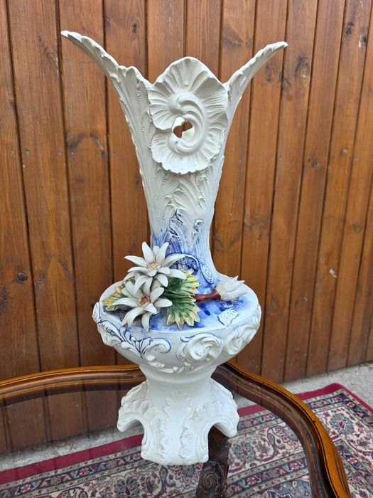 Wazon ceramiczny vintage ręcznie zdobiony 61 cm dekoracyjny #436 Stylowy Węgrów