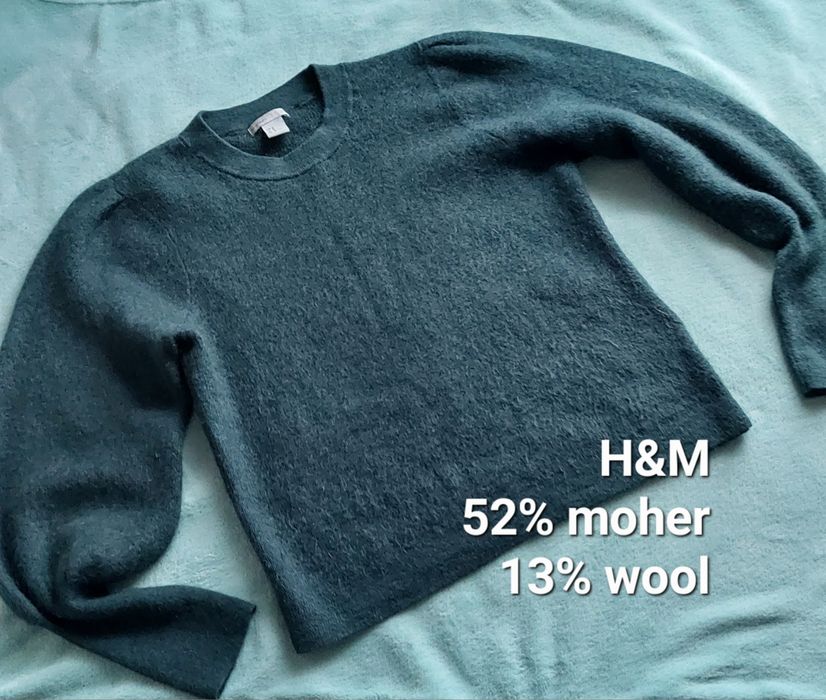 Sweter H&M r.38 ,moher i wełna ,ciepły