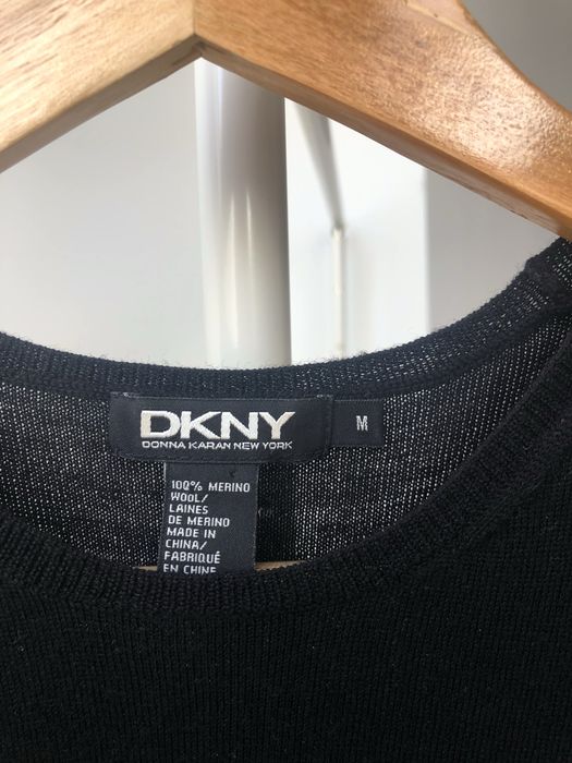Czarny bezrękawnik, sweter bez rękawów, wełna z merynosa DKNY