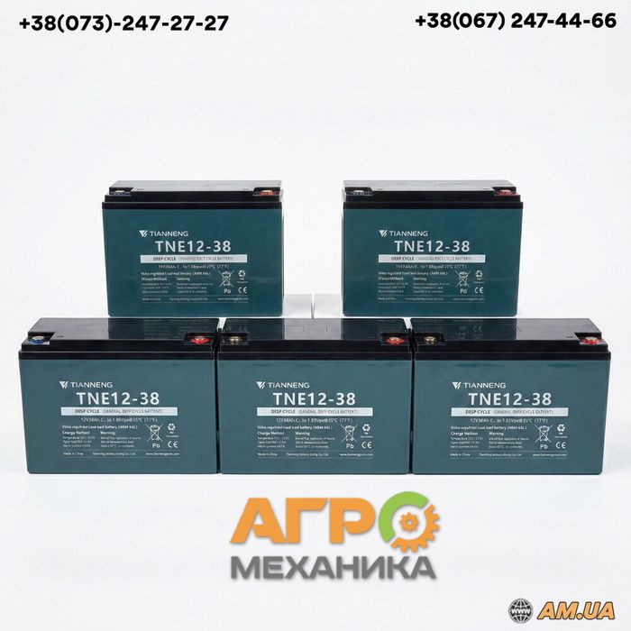 Комплект AGM акумуляторів Tianneng 60V 38Ah — 5×12V для електротранспорту