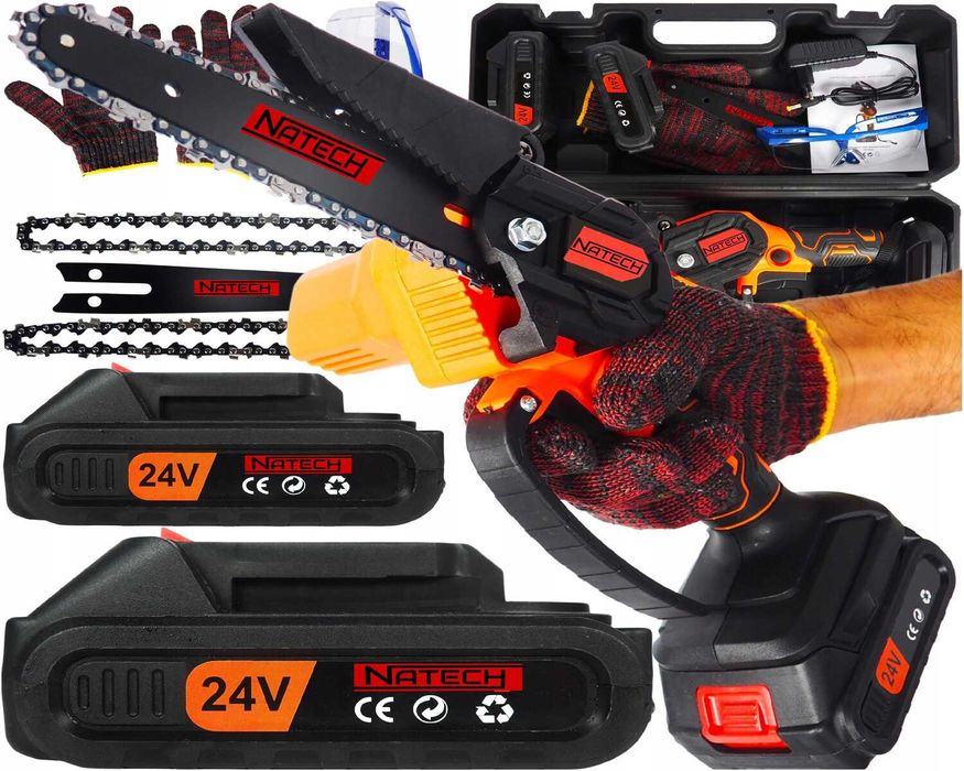 PIŁA ŁAŃCUCHOWA AKUMULATORWA MOCNA 6'' 2x akumulatory+2x łańcuch 2.0Ah