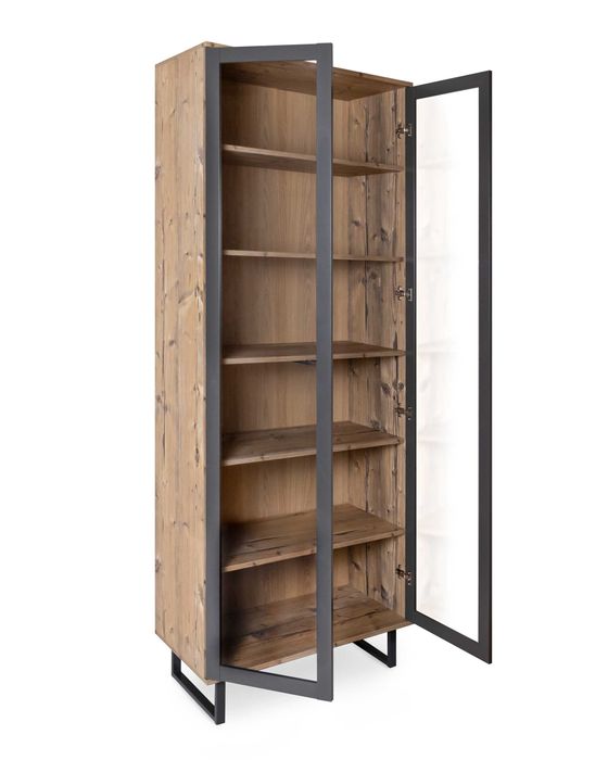 Witryna przeszklona wysoka do salonu 79,5 × 40 × 206,4 cm