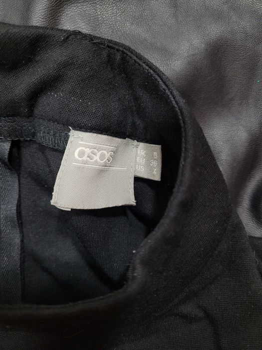 Czarna elegancka sukienka ASOS 36,S eko skóra