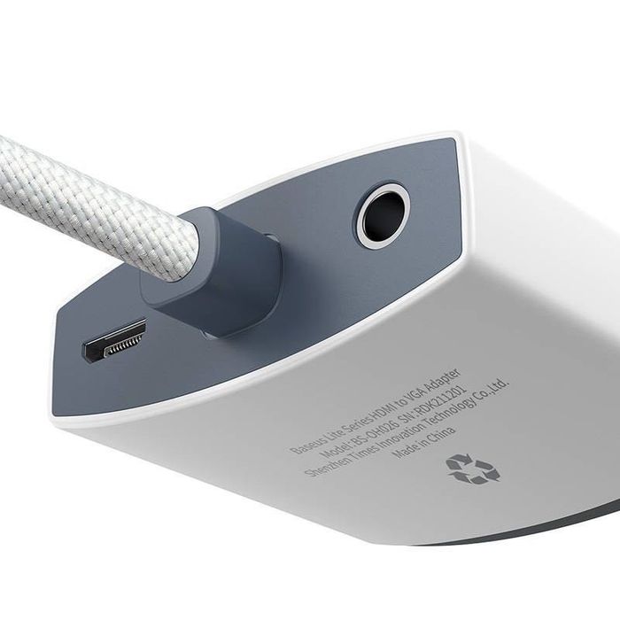 Baseus przejściówka adapter HDMI do VGA + mini jack 3,5mm biały | dSE
