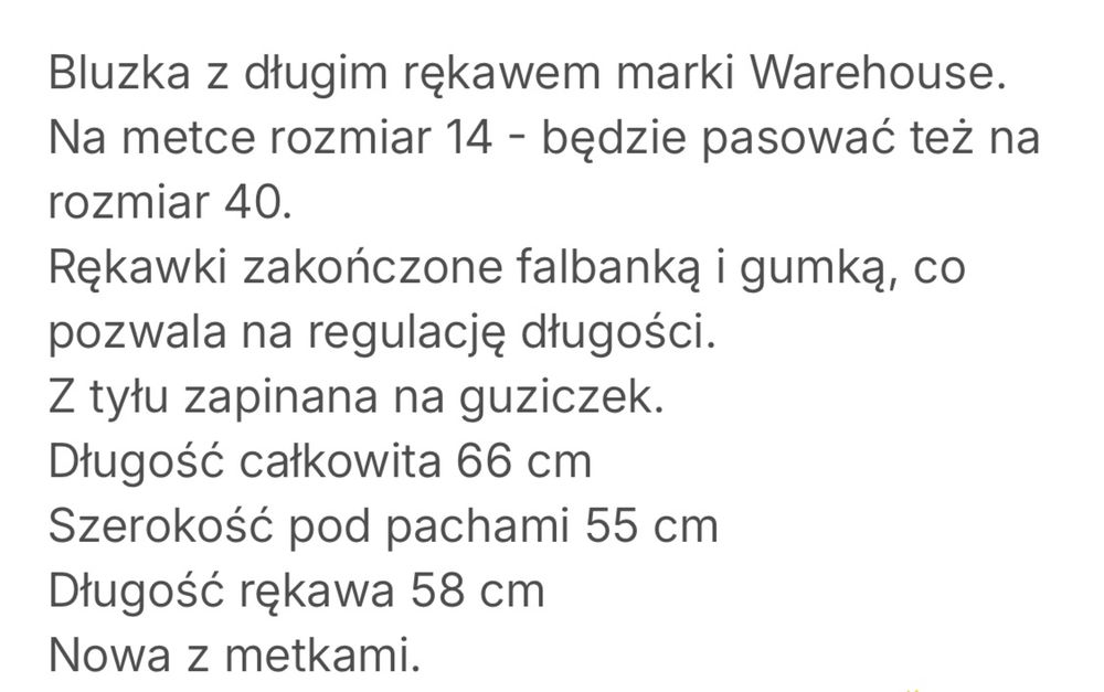 Bluzka Warehouse nowa rozm L