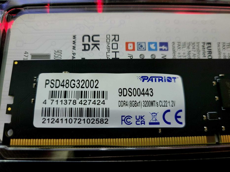 Pamięć Patriot DDR4 1x8 GB 3200 mhz CL 22