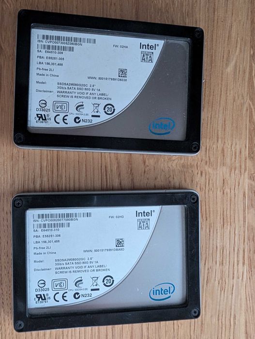 2 x Intel SSD 80GB - 100% sprawne.