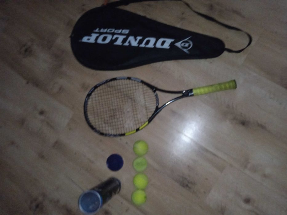 Zestaw: rakieta tenisowa profesjonalna + piłeczki (4 szt.)