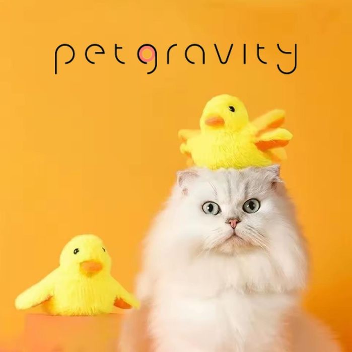 Іграшка для котів – пищаща качка з махаючими крильцями від Petgravity
