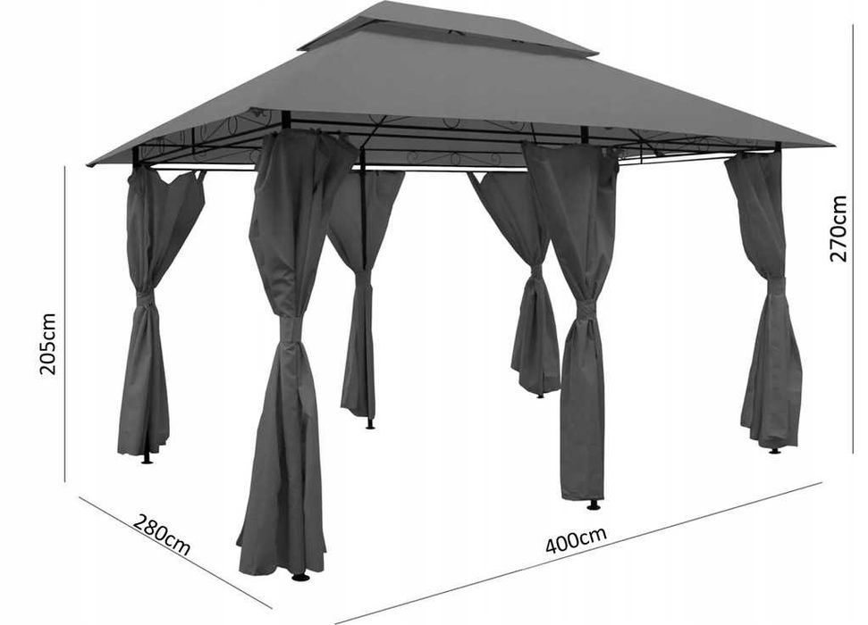 Nowy pawilon ogrodowy, altana/pergola Gardenline z zasłonami bocznymi