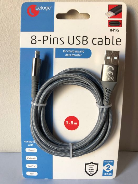 Nowy kabel do iPhone iPad iPod 1,5 metrowy 8 pinowy kabel USB