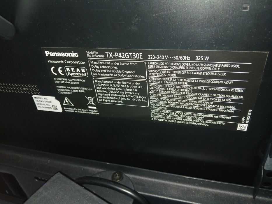 Plazmowy Panasonic 42" Full hd 600Hz 3d