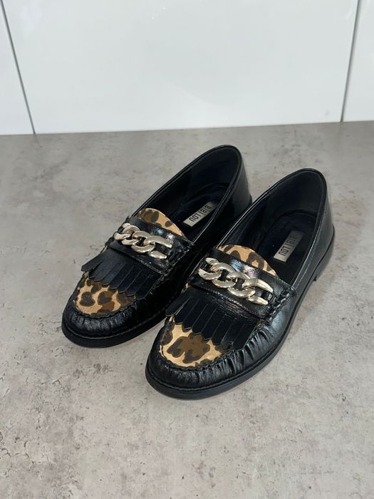 Bibi Lolu mokasyny z panterą loafersy 37 czarne