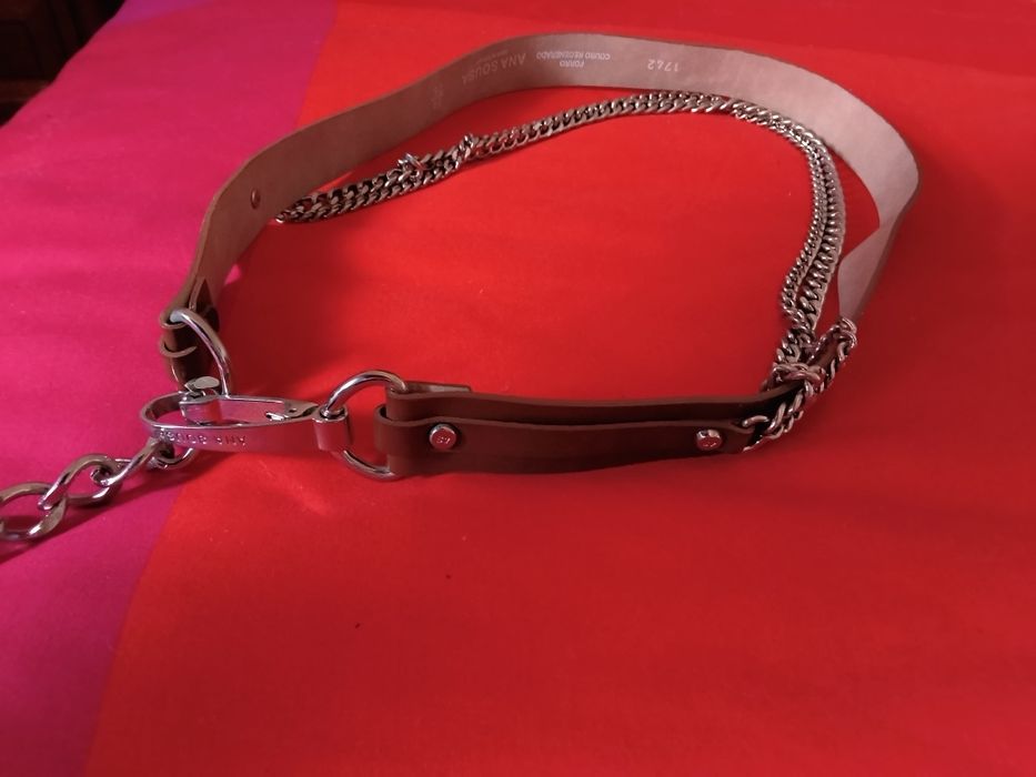 Cinto Ana Sousa em Couro regenerado com Corrente - Camel