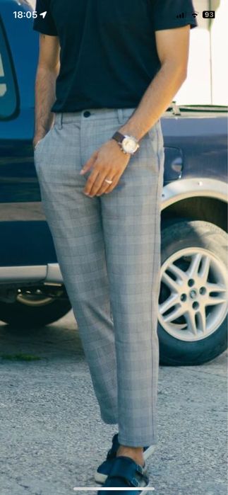 Calça aos quadrados - casual/chique