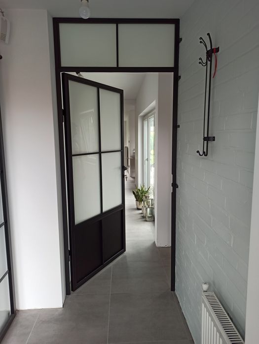 Drzwi loftowe industrialne szklane, ścianki zabudowy