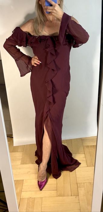 Cudna maxi hiszpanka ASOS zdobiona falbankami 2XL 44