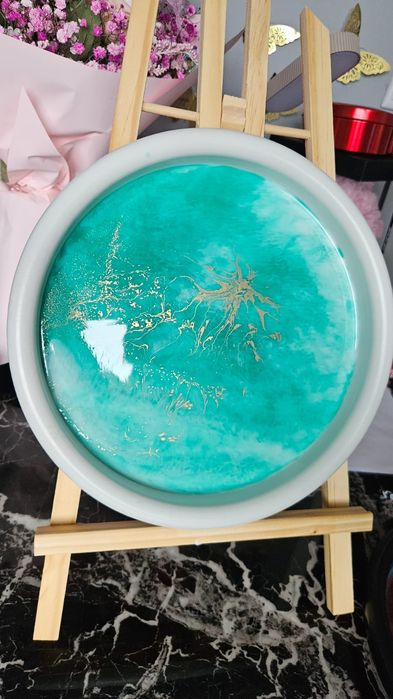 Designerska taca dekoracyjna 26 cm – żywica epoksydowa