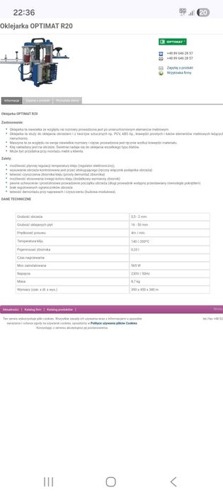 Oklejarka ręczna OPTIMAT R20 okleiniarka do mebli