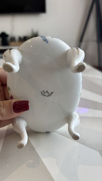 Caixa Porta-Joias Vista Alegre em Porcelana com Flores e Dourados