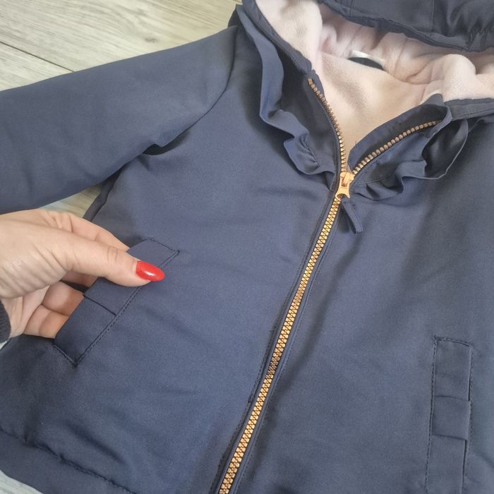 Nowa, Granatowa kurtka przejściowa na polarku dla dziewczynki, Pepco,