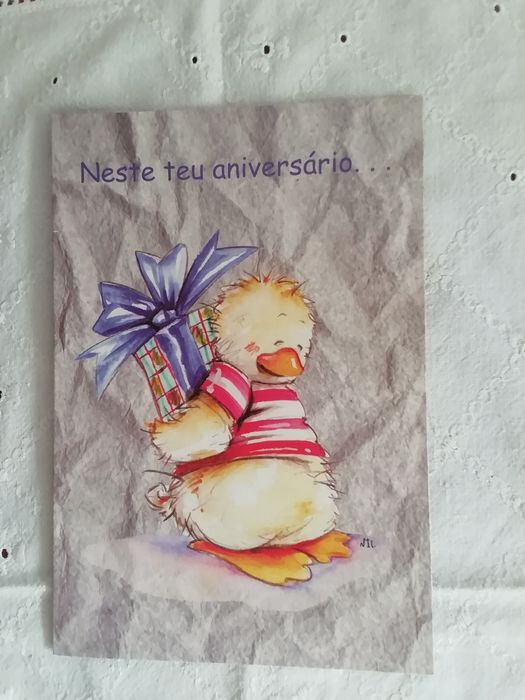 Postal de aniversário Humfrey Creations, escrito