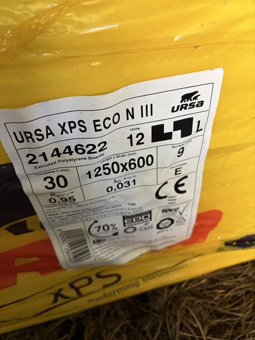 XPS styrodul URSA XPS ECO N III, grubość 30 mm, płyty 1250 × 600 mm.
