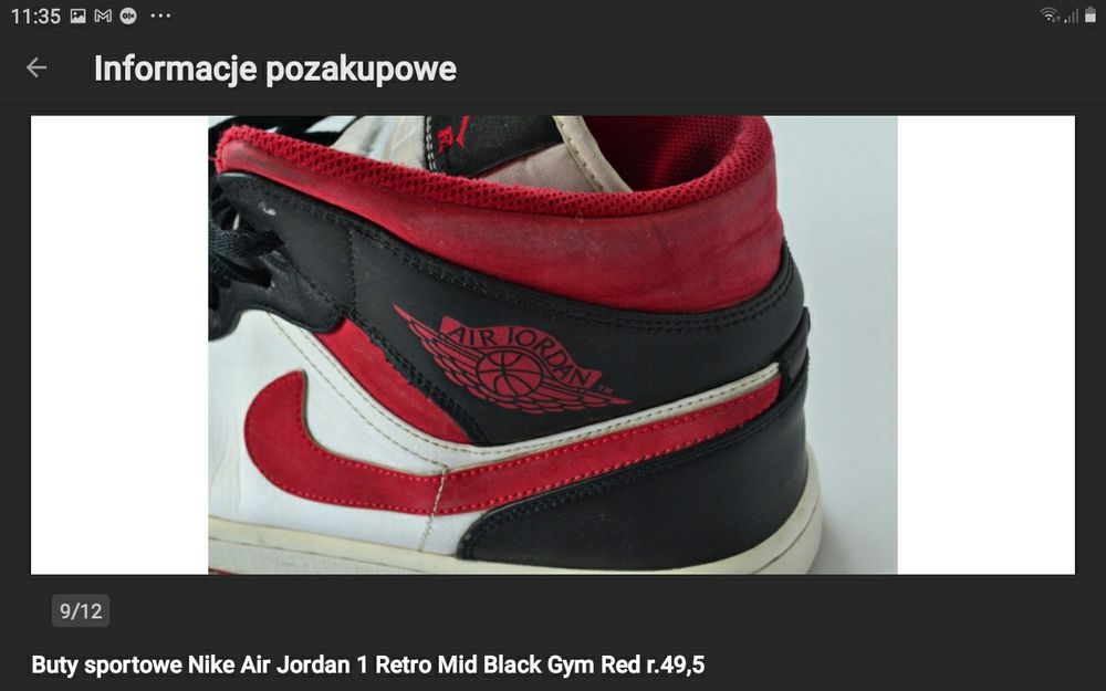 Buty nike air jordan 1 retro mid 49,5  15  33cm