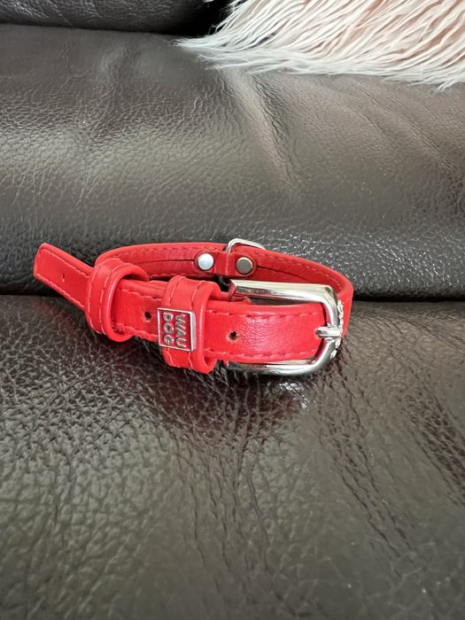 Obroża czerwona skóra