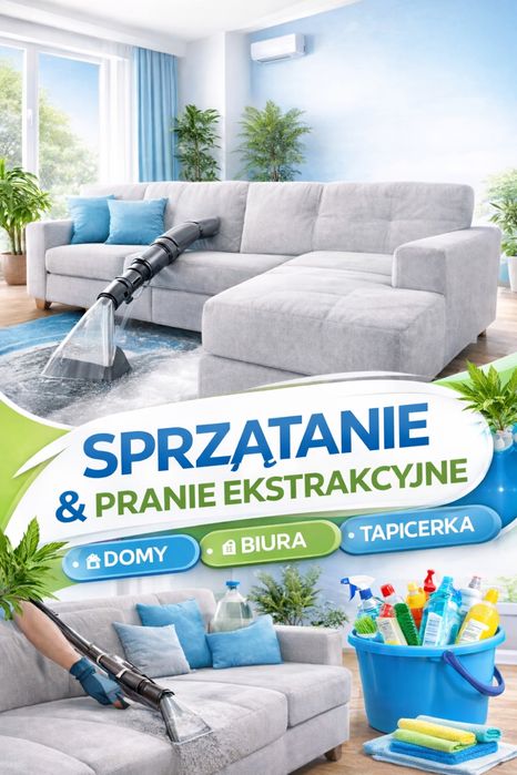 Oferuję Sprzątnie domów, mieszkań biur Pranie tapicerek