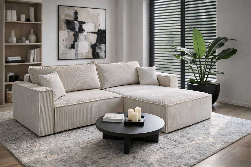 Narożnik Sofa z pojemnikiem NOCA 270x143 cm Funkcja spania