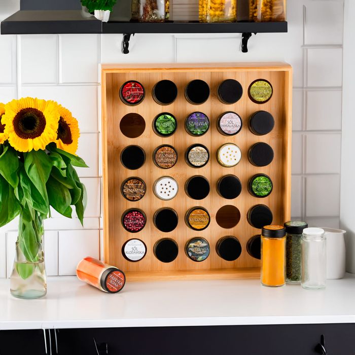 Stojak na przyprawy - kwadratowy + 30x przyprawników + 75x naklejek