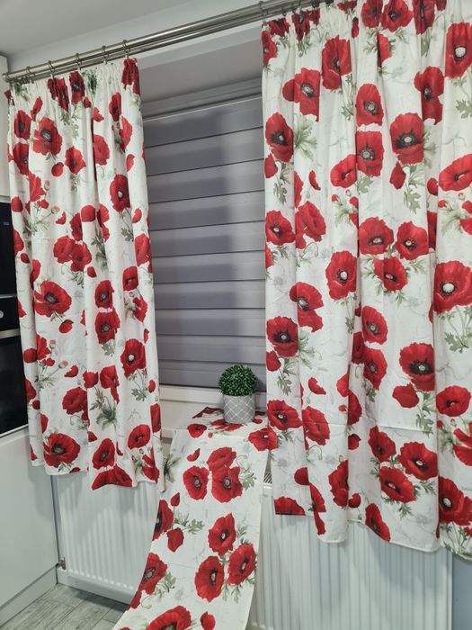 Komplet w maki zasłony i bieżnik bawełna