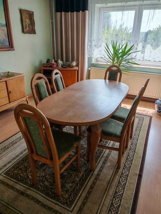 Rozkładany stół 180 x 90 cm + 6 krzeseł