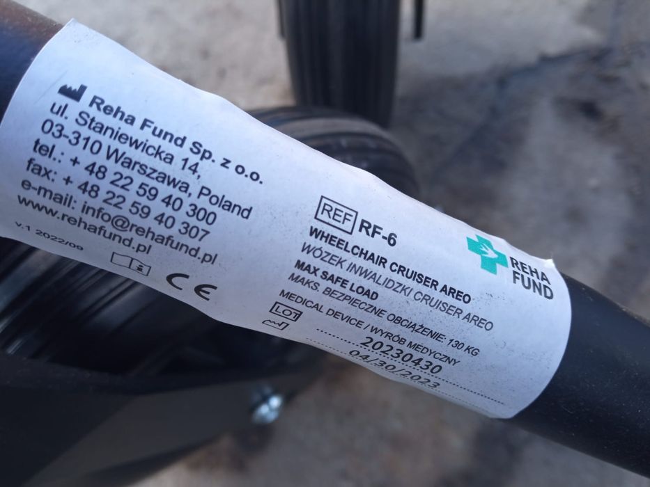 Wózek inwalidzki reha fund rf-6 cruiser aero nowy