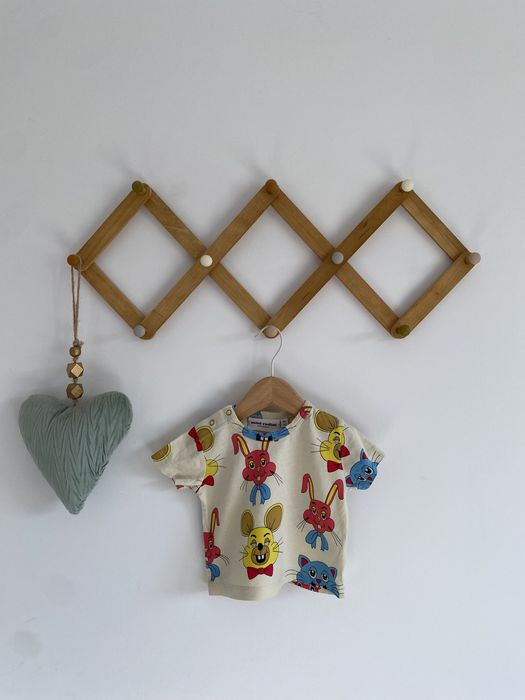 Tshirt mini rodini 56/62 króliki beżowo żółto niebieski