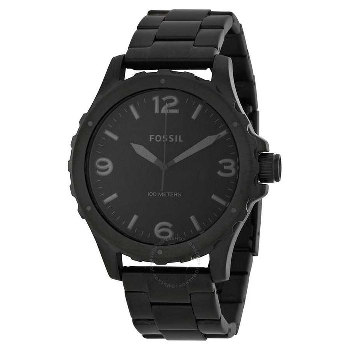 Мужские часы Fossil Nate / черный циферблат / черная сталь JR1458