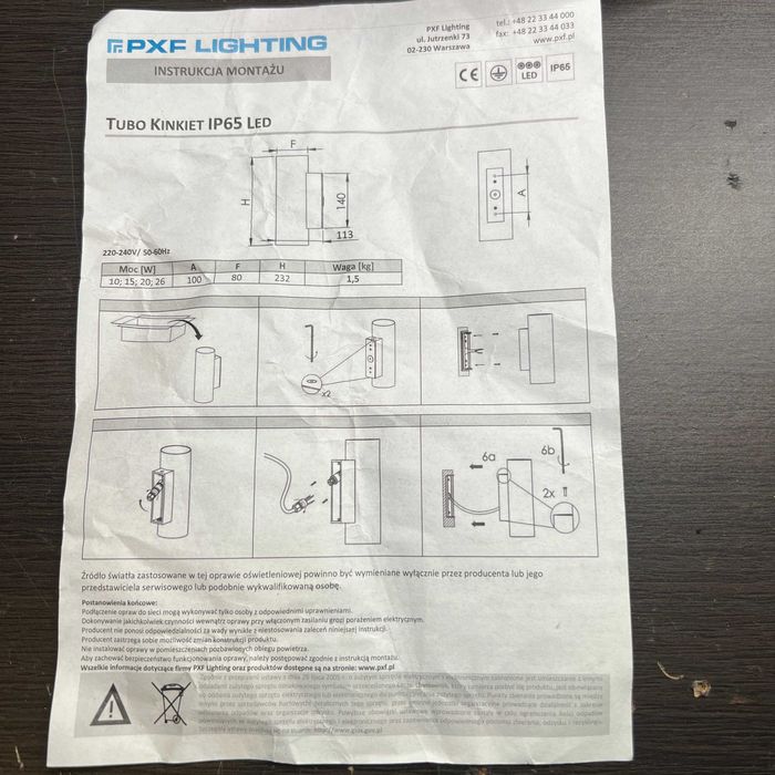 Lampy zewnętrzne LED – kinkiety PXF Lighting IP65 – 2 szt. – nowe
