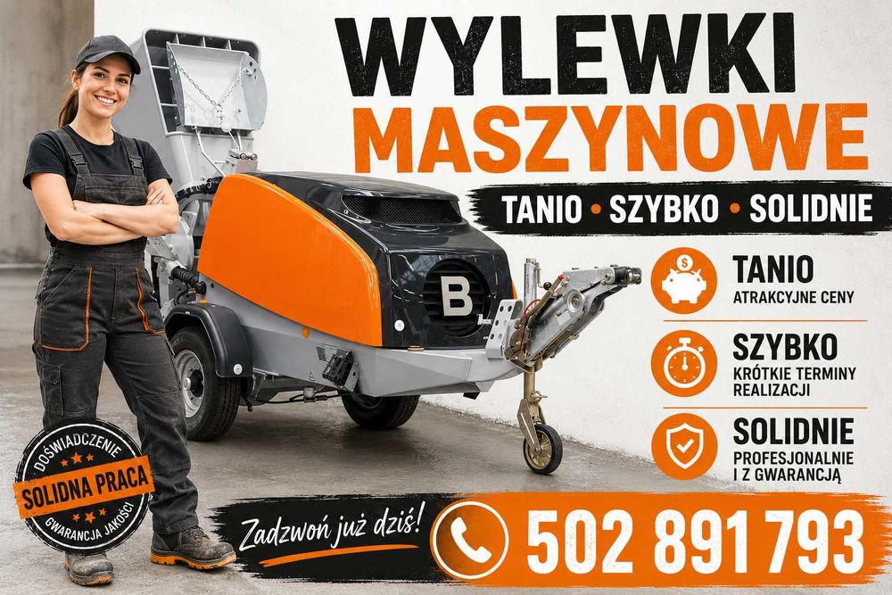 Wylewki posadzki maszynowo jak również  Skuwanie starych wylewek