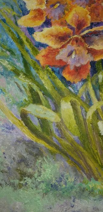 Narcyzy z mojego ogródka/ obraz olejny ręcznie malowany 30 /40cm 40