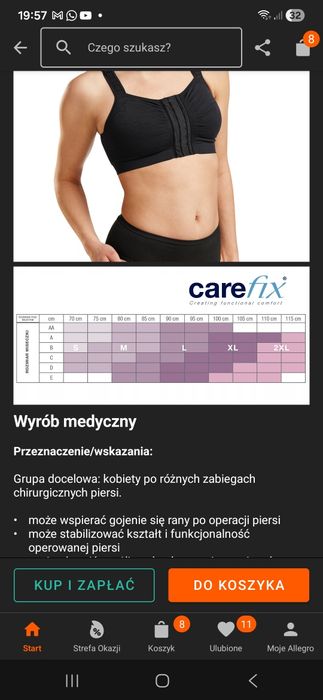 Biustonosz pooperacyjny Carefix  rozm. L czarny