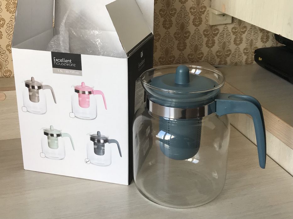 Чайник заварний скло Excellent houseware 1,5л