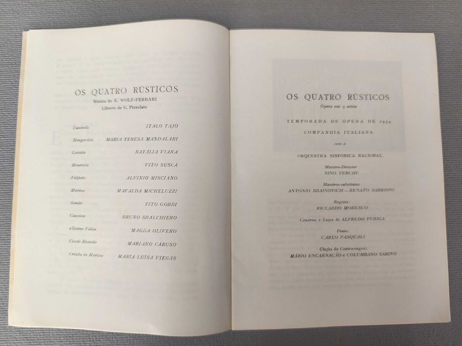 OS QUATRO RÚSTICOS - E. Wolf Ferrari 
Progr e argumen
Ópera S. Carlos