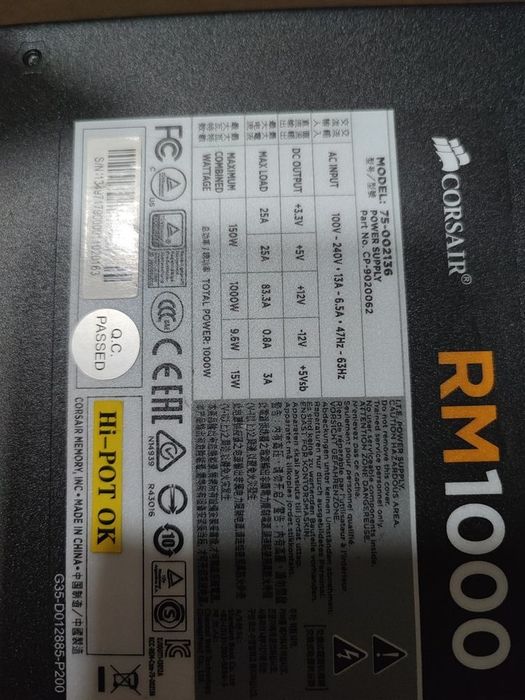 Fonte de alimentação corsair 1000w