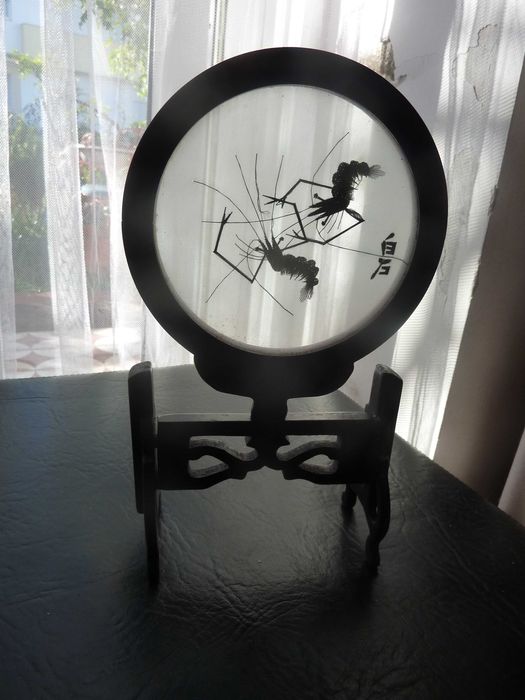 Decoração chinesa-Bordado em seda