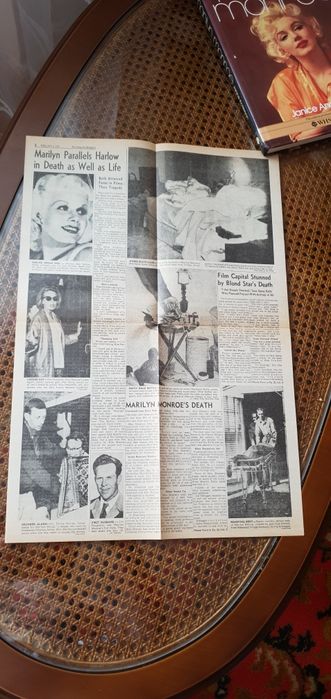 Раритетная газета первый выпуск о смерти Marilyn Monroe 6 Августа 1965